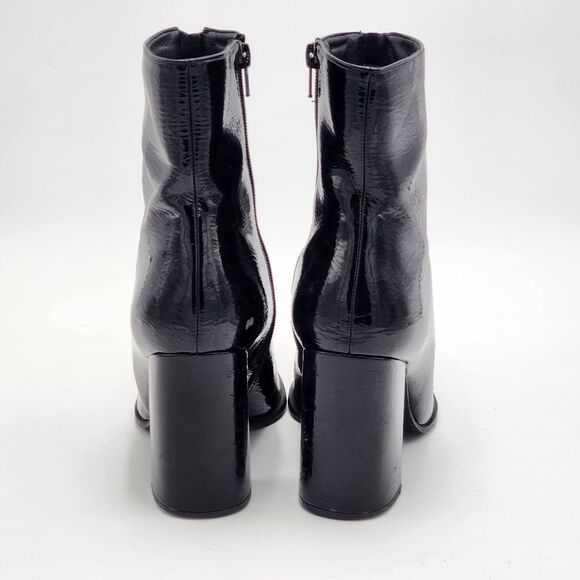 Public Desire Zipper Faux Patent Black Booties Size 8 - Picture 6 of 10